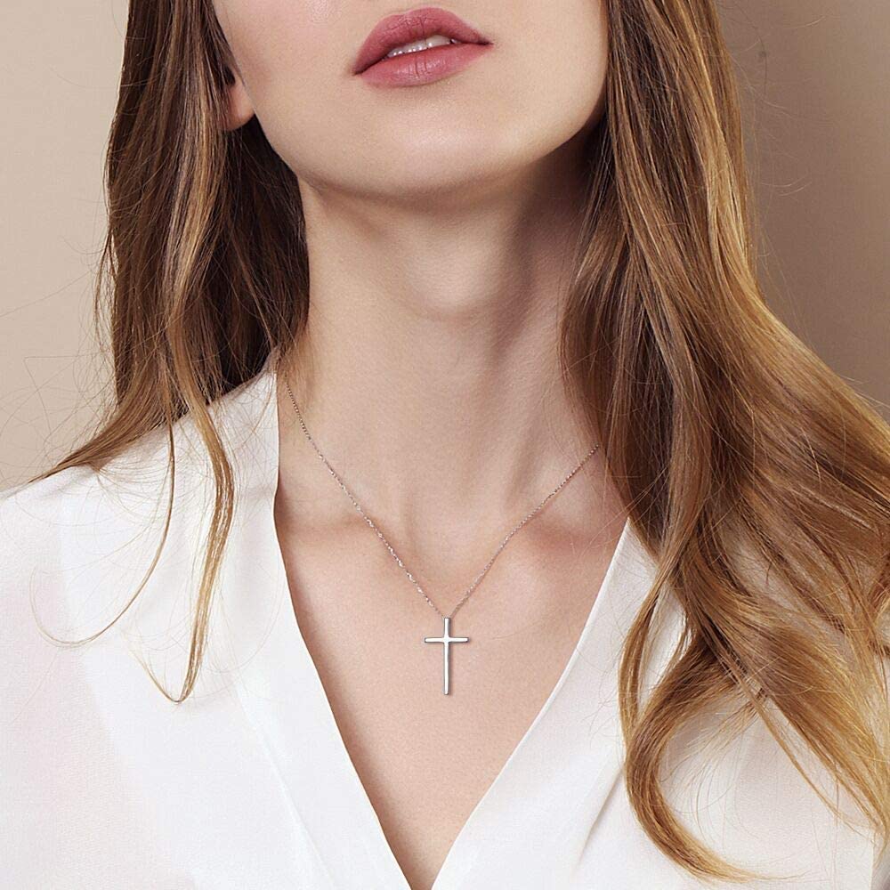 Fanci "Committed Faith" Cross Pendant 14K White Gold Necklace Show
