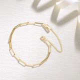 FANCIME Paper Clip Link Chain Bold 14K Solid Yellow Gold Bracelet Back