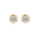 FANCIME "Gleam" Bezel-Set Diamond 14k Yellow Gold Stud Earrings Main