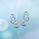 FANCIME "Always Brilliant" Halo Setting Sterling Silver Hoop Earrings Show
