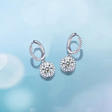 FANCIME "Always Brilliant" Halo Setting Sterling Silver Hoop Earrings Show