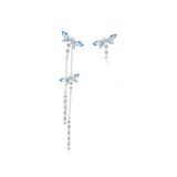 FANCIME| "Aqua Dream" Sterling Silver Dragonfly Long Threader Earrings Main