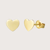 FANCIME Minimalist Heart 14K Yellow Gold Stud Earrings Main