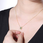 Emerald square shape gold pendant in real gold