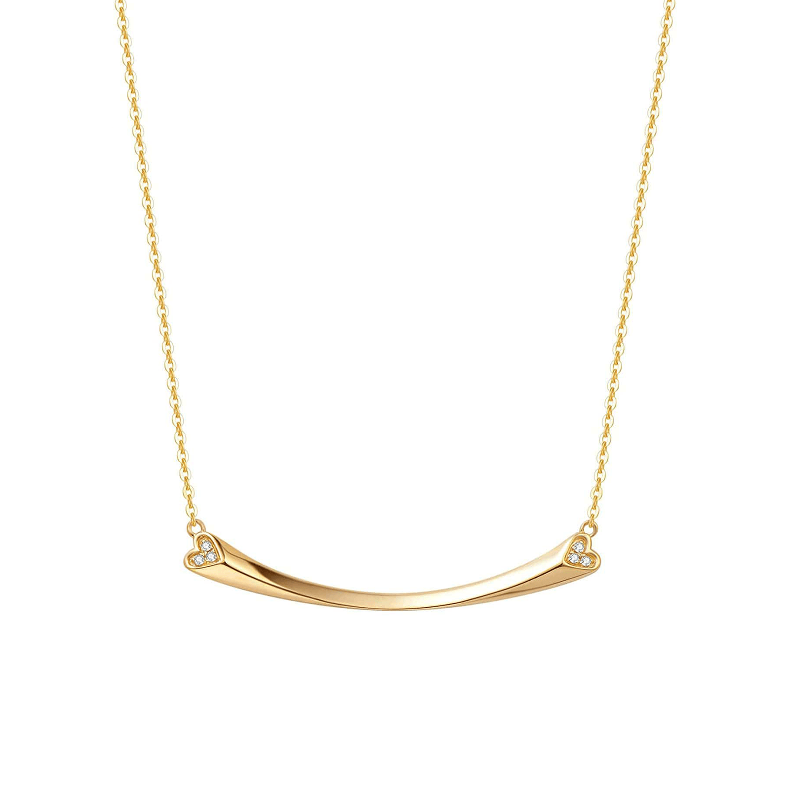 FANCIME "Hearty Smile" Bar 18K Real Solid Gold Necklace Main