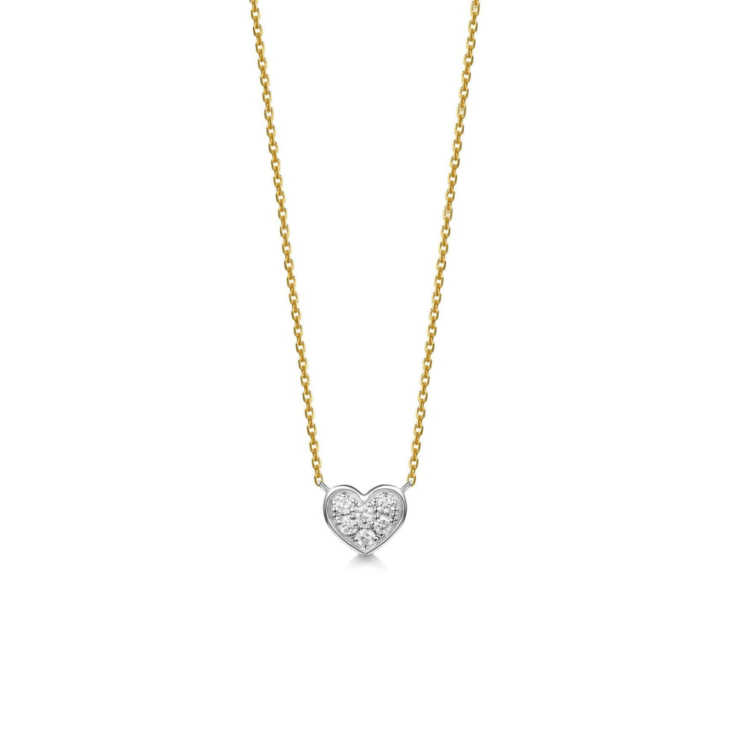 FANCIME "Full Of Love" Two Tone Heart Pave 14K Yellow Gold Necklace Main