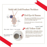 Hamsa 14K Real Rose Gold Pendant Necklace, 18 INCH - FANCI ME