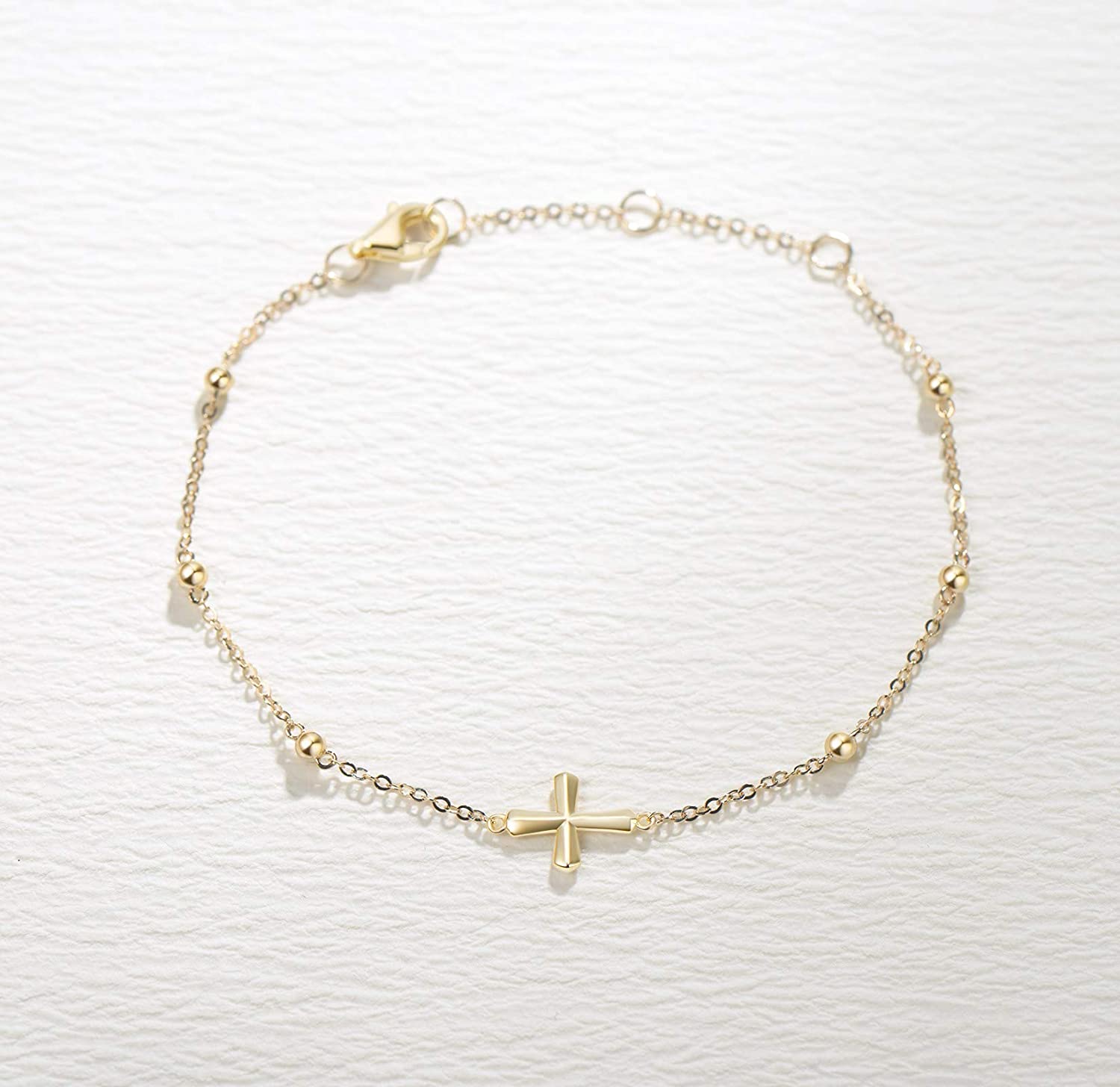 FANCIME "Emilia" Cross Gold Beads 14K Yellow Gold Bracelet Show