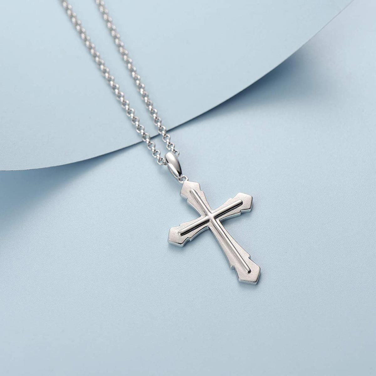 FANCIME Edgy Men's Cross Sterling Silver Necklace Detail3