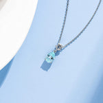 FANCIME Aquamarine March Gemstone Sterling Silver Necklace Detail