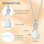 FANCIME "Timeless Heart " Opal October Gemstone Sterling Silver Necklace Size