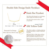 18K Rose/Yellow Gold Diamond-Cut Bar Smile Pendant Necklace