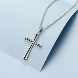 FANCIME Black Cross Sterling Silver Necklace Detail