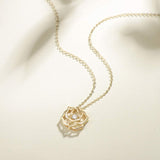 FANCIME "La Camellia" Camellia Flower 18K Solid Yellow Gold Necklace Main2