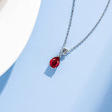 FANCIME Ruby July Gemstone Sterling Silver Necklace Detail