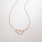 FANCIME Double Circles 14K Solid Gold Necklace Rose Full