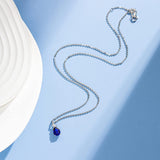 FANCIME "Ribbon" Sapphire September Gemstone Sterling Silver Necklace Full