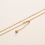 18K Yellow Gold Wheat Cable Adjustable Chain 1MM Necklace With A Heart Extender