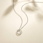 FANCIME "Eternity Circle" Halo Open 14K White Gold Necklace Full