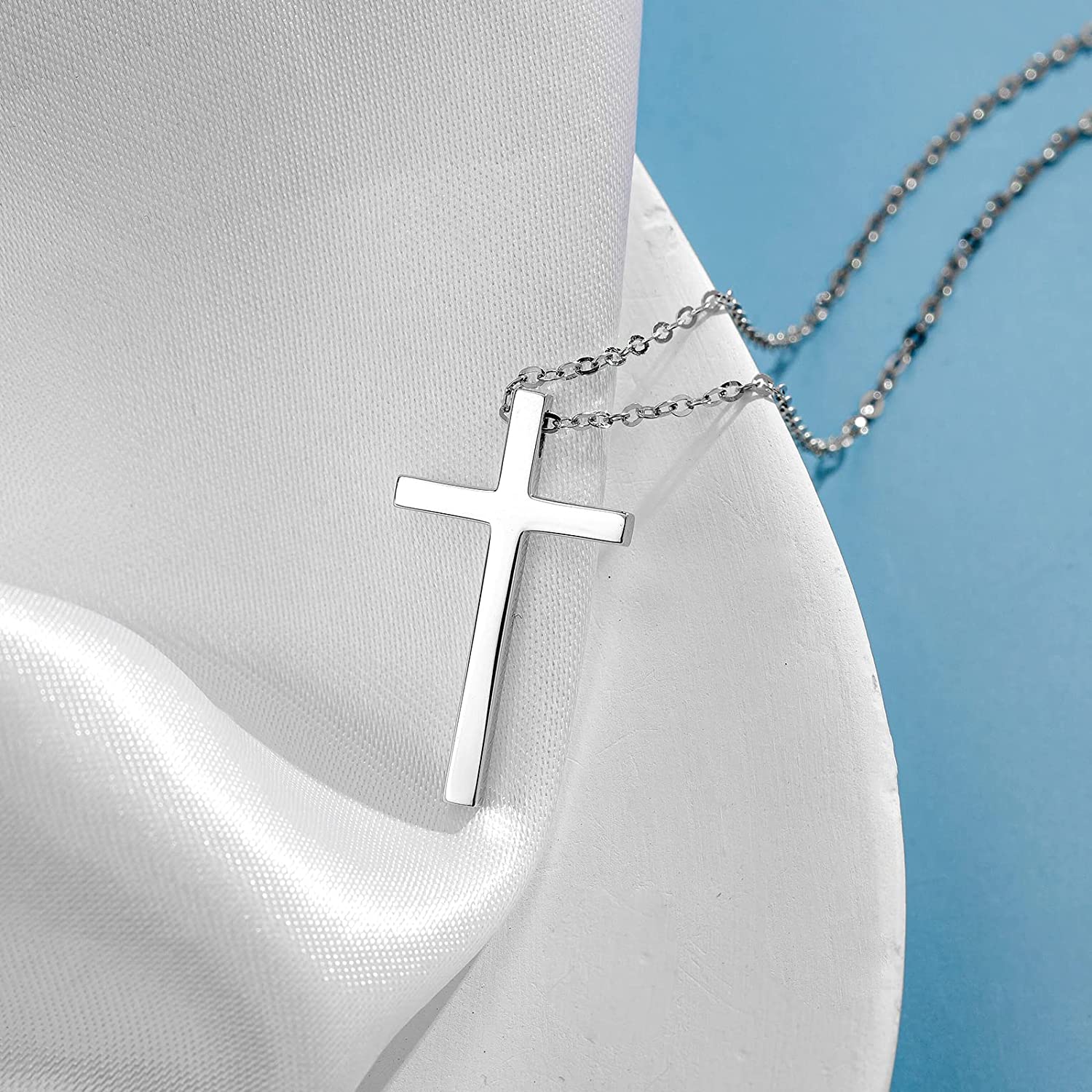 Fanci "Committed Faith" Cross Pendant 14K White Gold Necklace Back