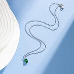 FANCIME "Ribbon" Emerald May Gemstone Sterling Silver Necklace Full