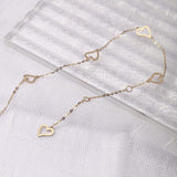 14K Solid Yellow Gold Open Heart Delicate Simple Thin Bracelet