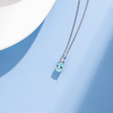 FANCIME "Ribbon" Aquamarine March Gemstone Sterling Silver Necklace Detail