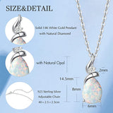 FANCIME "Ribbon" Opal October Gemstone Sterling Silver Necklace Size