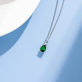 FANCIME "Ribbon" Emerald May Gemstone Sterling Silver Necklace Detail