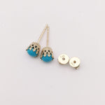 FANCIME Sunflower Blue Turquoise 14K Yellow Gold Stud Earrings Show