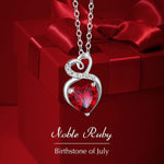FANCIME "Infinity Heart" Ruby July Gemstone Sterling Silver Necklace Show2