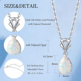 FANCIME Opal October Gemstone Sterling Silver Necklace Size
