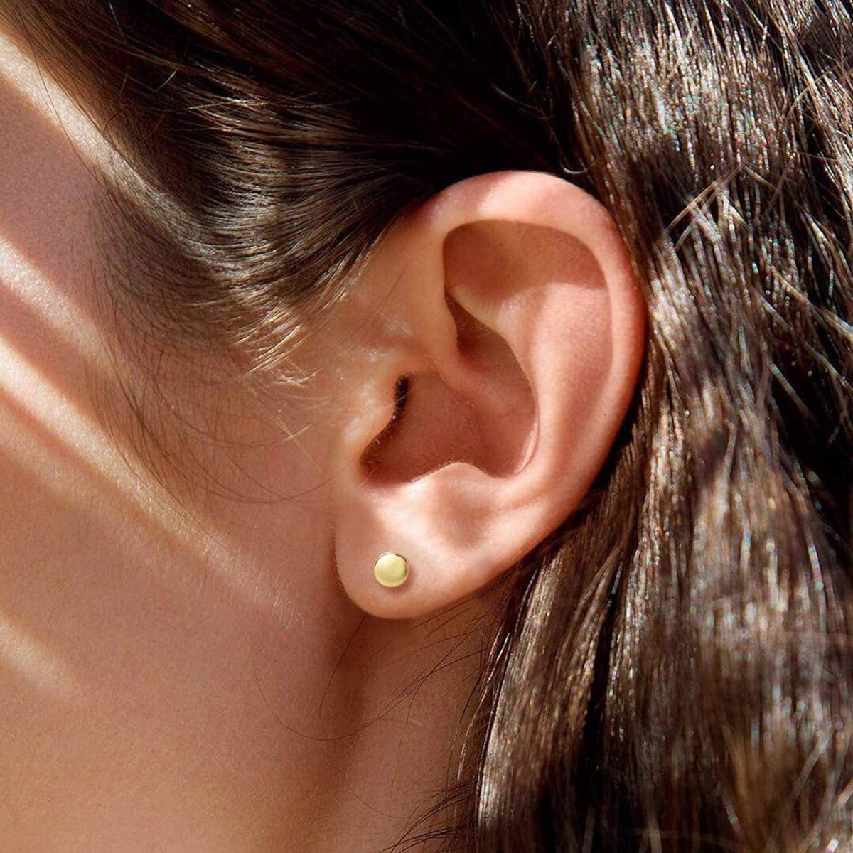 FANCIME Tiny Dot 14K Yellow Gold Stud Earrings Model