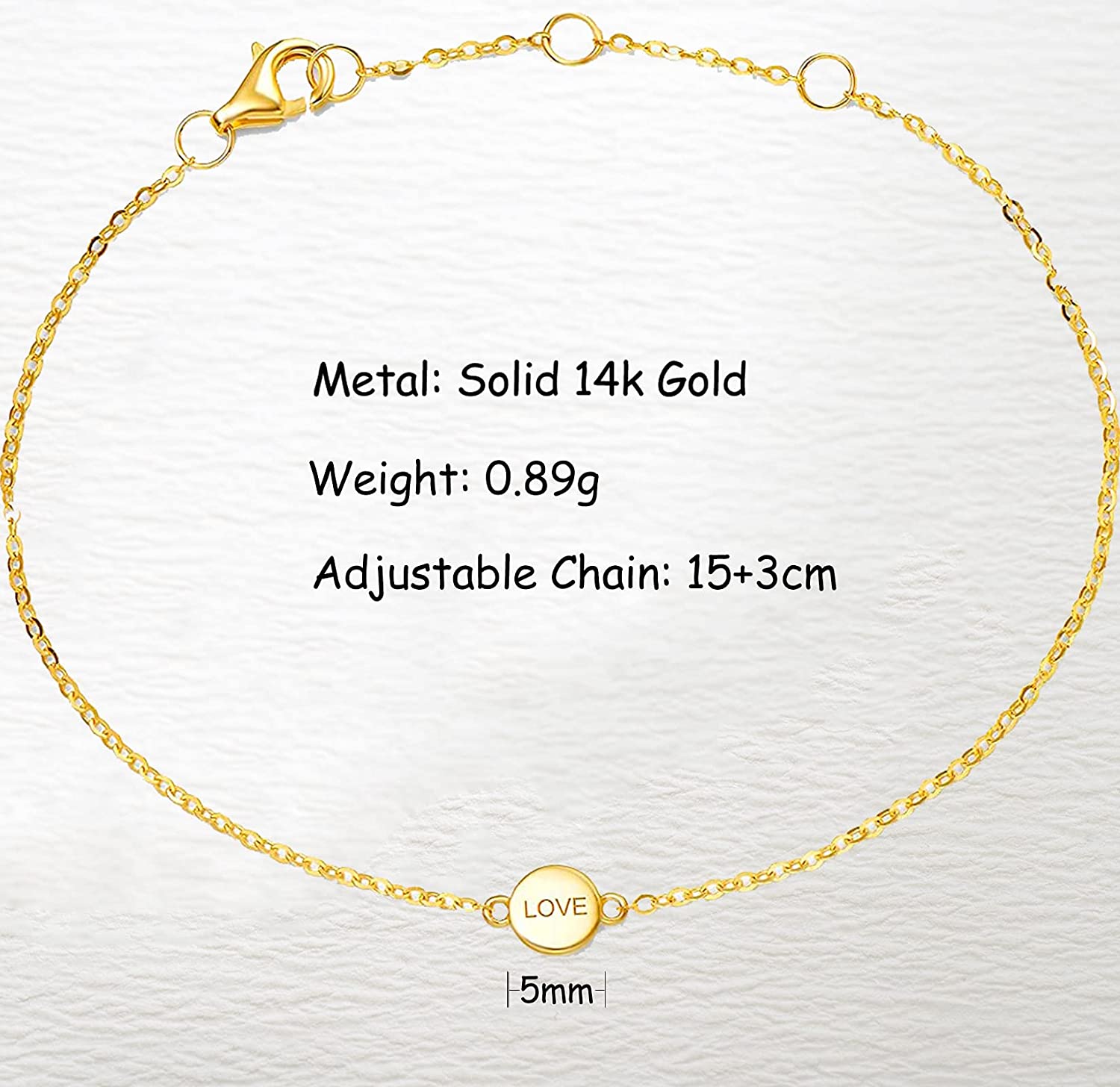 minimalist gold bracelet measurement 