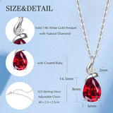 FANCIME "Ribbon" Ruby July Gemstone Sterling Silver Necklace Size