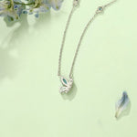 FANCIME "Aqua Joy" Sterling Silver Cut CZ Stones Flying Butterfly Necklace Blue Side