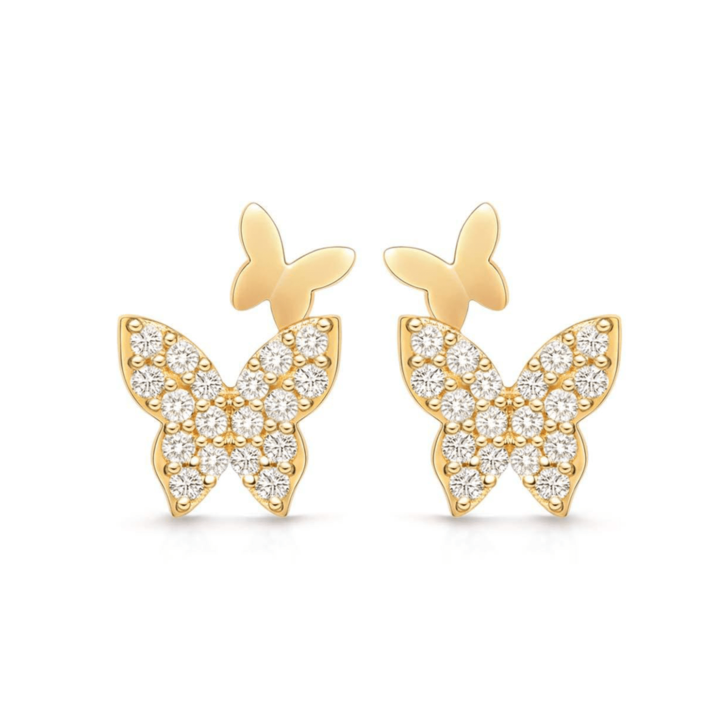 FANCIME "Summer Sweetness" Diamond Butterfly 14K Yellow Gold Studs Main