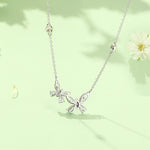 FANCIME "Butterfly Love" Sterling Silver Cut CZ Stones Butterfly Necklace White Back