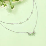 FANCIME "Crystal Hope" Butterfly Double Sterling Silver Necklace