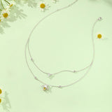 "Honey Talk" Honey Bee Two Layer Double Sterling Silver Necklace