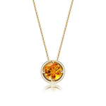 FANCIME Round Citrine 14K Yellow Gold Necklace Main