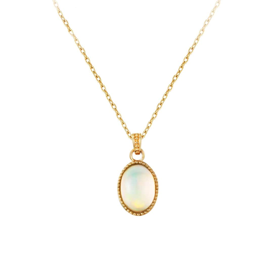 FANCIME "Maria" Natural Opal Solid 14K Yellow Gold Necklace Main
