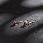 FANCIME Red Garnet 14K Rose Gold Stud Earrings Show