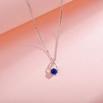 FANCIME "Lucky Wishbone" Sapphire September Gemstone Sterling Silver Necklace Detail