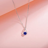 FANCIME "Lucky Wishbone" Sapphire September Gemstone Sterling Silver Necklace Detail