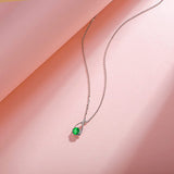 FANCIME "Lucky Wishbone"  Emerald May Gemstone Sterling Silver Necklace Full