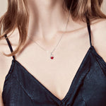 FANCIME "Lucky Wishbone" Ruby July Gemstone Sterling Silver Necklace Show