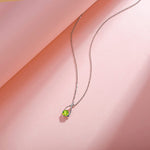 FANCIME "Lucky Wishbone" Peridot August Gemstone Sterling Silver Necklace Full