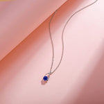 FANCIME "Lucky Wishbone" Sapphire September Gemstone Sterling Silver Necklace Full