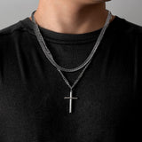FANCIME Mens Gold Plated Beveled Cross Sterling Silver Necklace Show